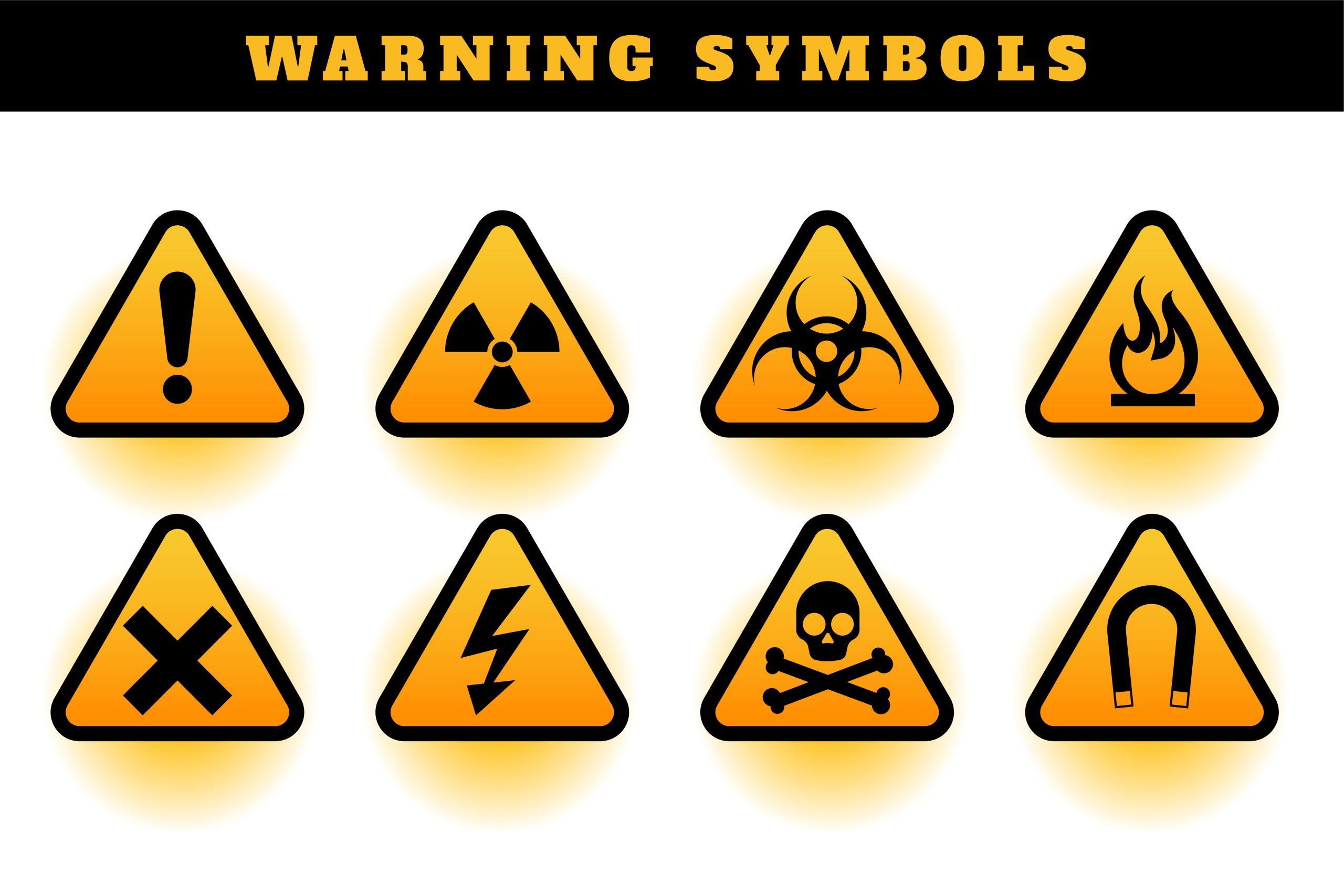 set of warning symbols and icons